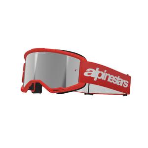 Motokrosové brýle Alpinestars Vision 3 Wordmark červené se zradlovým stříbrným plexi