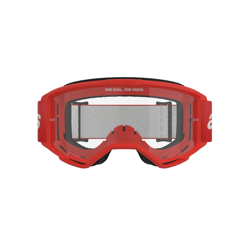 Motokrosové brýle Alpinestars Vision 3 Wordmark červené s čirým plexi