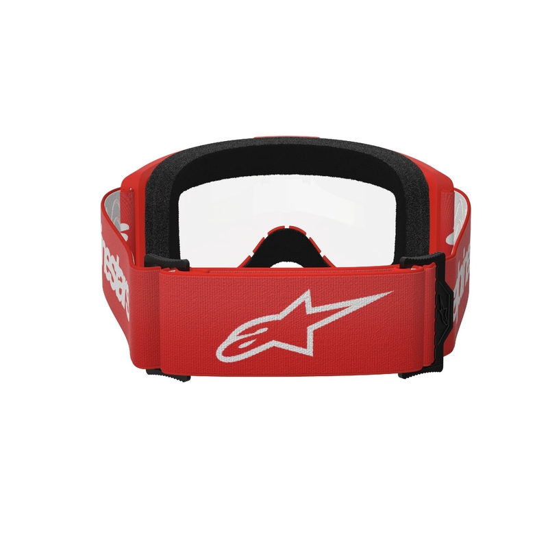 Motokrosové brýle Alpinestars Vision 3 Wordmark červené s čirým plexi