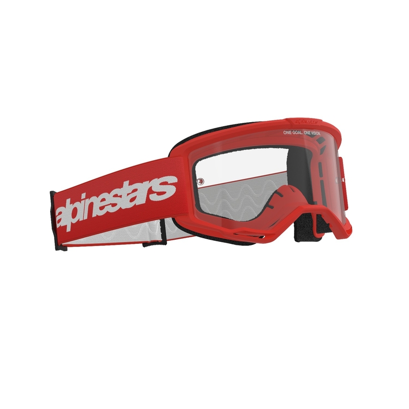 Motokrosové brýle Alpinestars Vision 3 Wordmark červené s čirým plexi