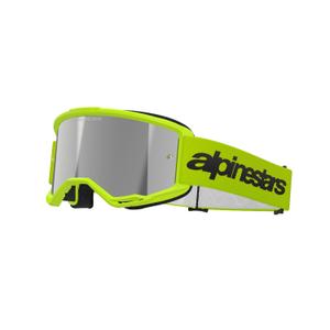 Motokrosové brýle Alpinestars Vision 3 Wordmark fluo žluté se zradlovým stříbrným plexi