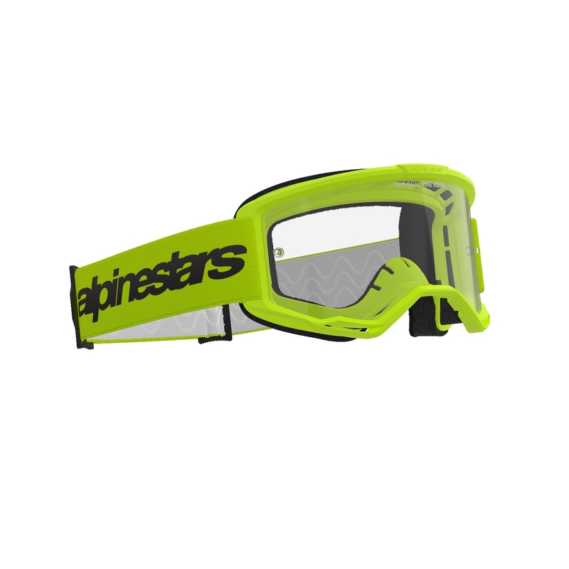 Motokrosové brýle Alpinestars Vision 3 Wordmark fluo žluté s čirým plexi