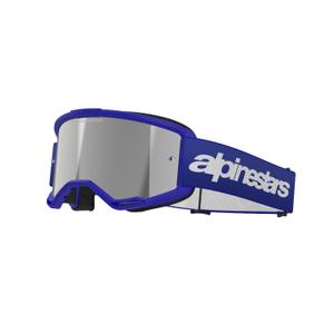 Motokrosové brýle Alpinestars Vision 3 Wordmark modré se zrcadlovým stříbrným zorníkem
