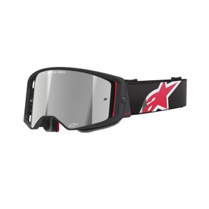 Motokrosové brýle Alpinestars Supertech Corp černo-červené se zrcadlovým stříbrným zorníkem
