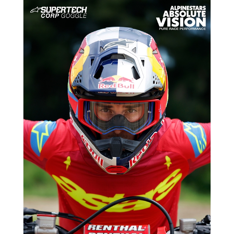 Motokrosové brýle Alpinestars Supertech Corp bílo-zlaté se zrcadlovým zlatým zorníkem