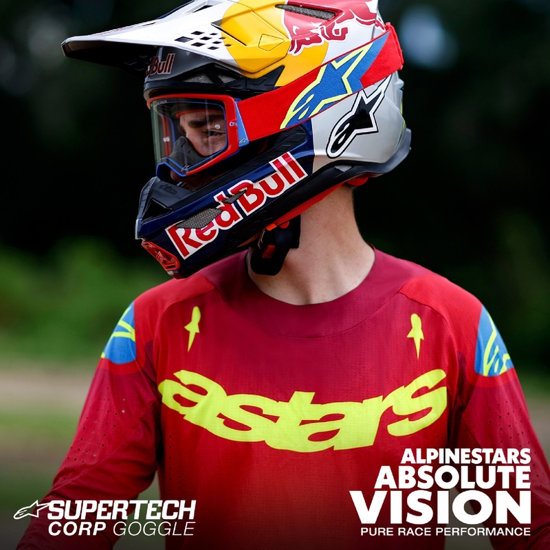 Motokrosové brýle Alpinestars Supertech Corp bílo-zlaté se zrcadlovým zlatým zorníkem