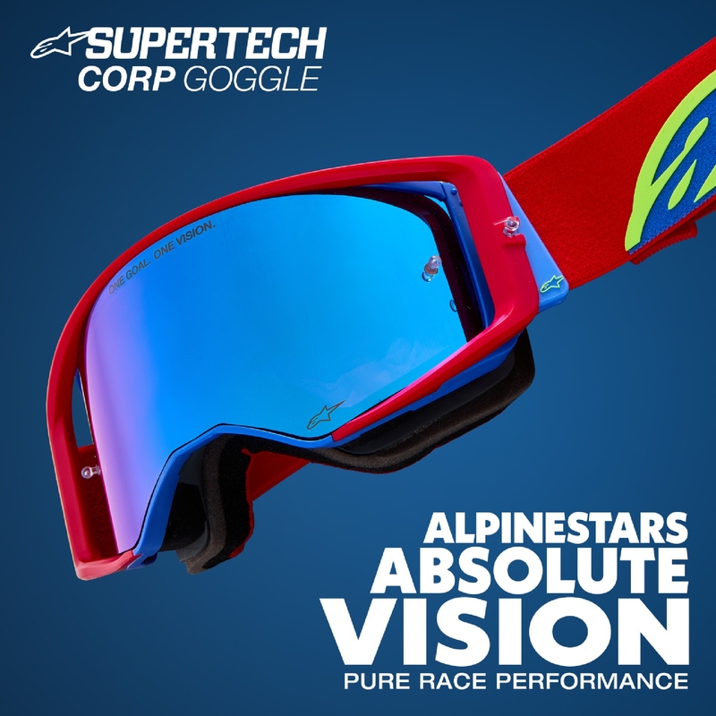 Motokrosové brýle Alpinestars Supertech Corp bílo-zlaté se zrcadlovým zlatým zorníkem