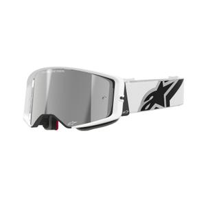 Motokrosové brýle Alpinestars Supertech Corp bílé se zrcadlovým stříbrným zorníkem