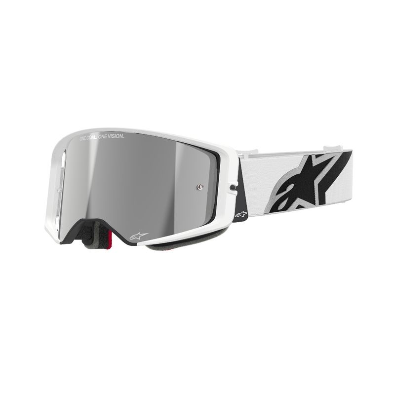 Motokrosové brýle Alpinestars Supertech Corp bílé se zrcadlovým stříbrným zorníkem