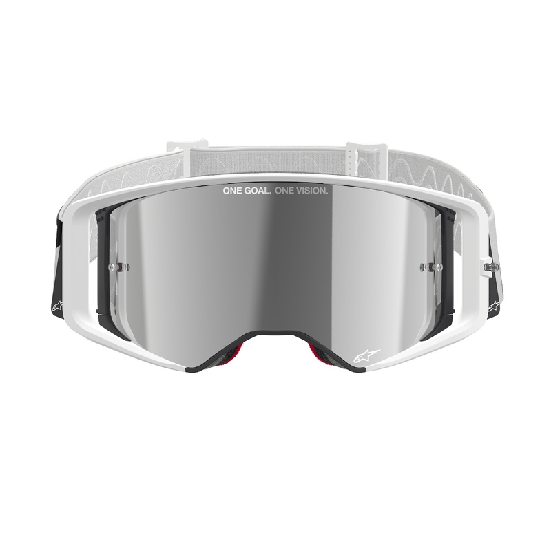 Motokrosové brýle Alpinestars Supertech Corp bílé se zrcadlovým stříbrným zorníkem