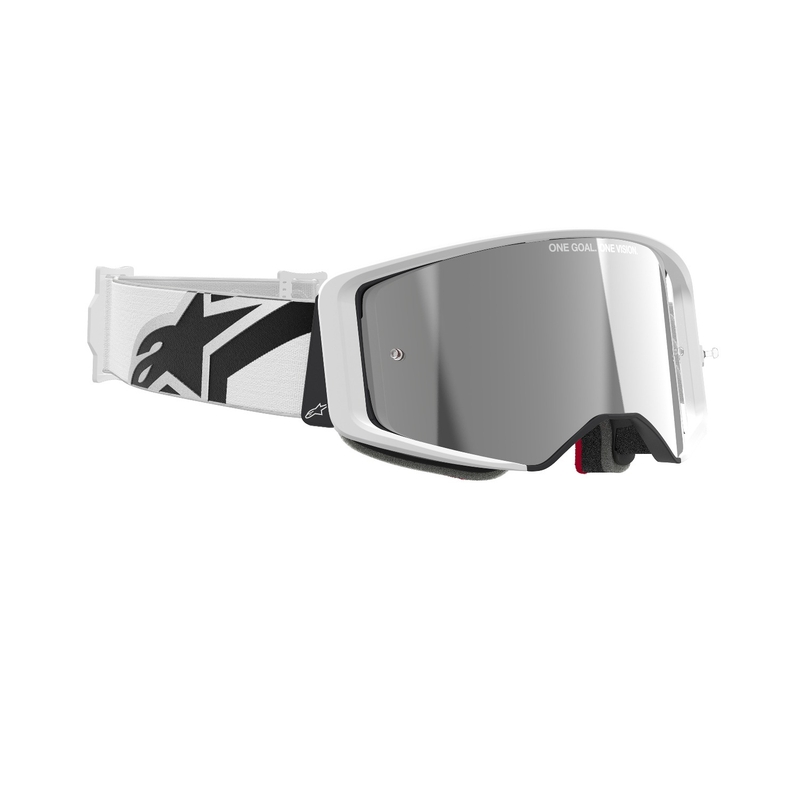 Motokrosové brýle Alpinestars Supertech Corp bílé se zrcadlovým stříbrným zorníkem