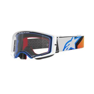 Motokrosové brýle Alpinestars Supertech Corp modro-oranžové s čirým zorníkem
