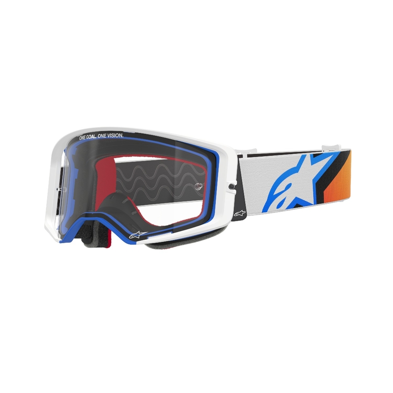 Motokrosové brýle Alpinestars Supertech Corp modro-oranžové s čirým zorníkem výprodej