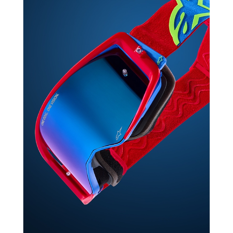Motokrosové brýle Alpinestars Supertech Corp modro-oranžové s čirým zorníkem výprodej