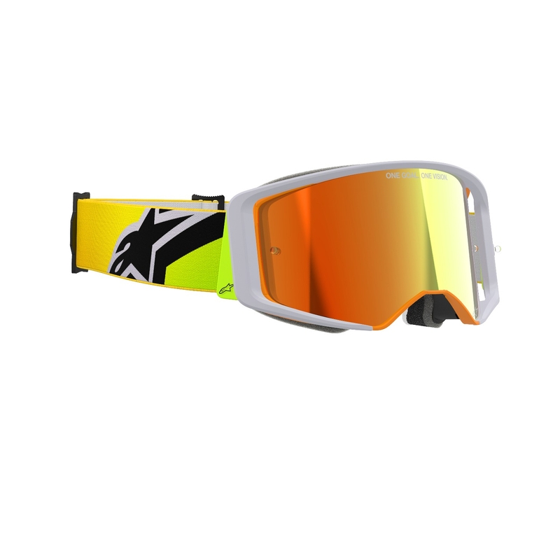 Motokrosové brýle Alpinestars Supertech Corp fluo žluto-šedé se zrcadlovým červeným zorníkem