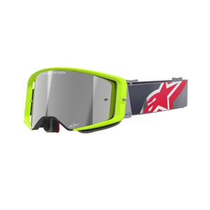 Motokrosové brýle Alpinestars Supertech Corp fluo žluto-červené se zrcadlovým stříbrným zorníkem