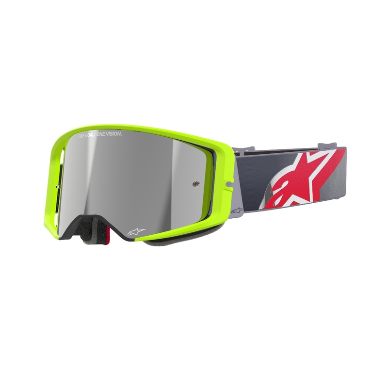 Motokrosové brýle Alpinestars Supertech Corp fluo žluto-červené se zrcadlovým stříbrným zorníkem