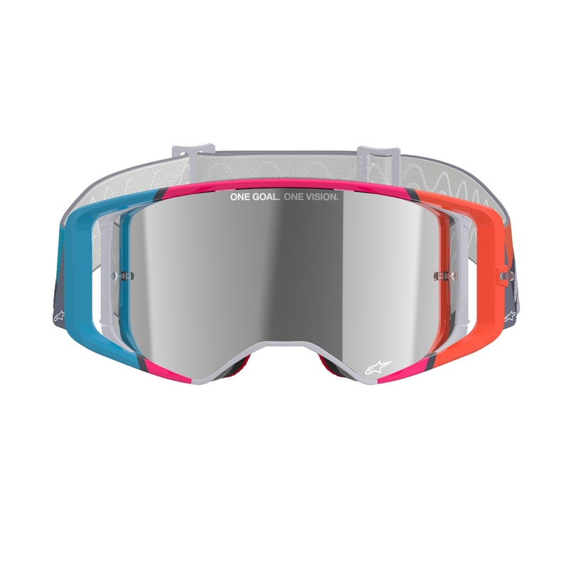 Motokrosové brýle Alpinestars Supertech Stream šedo-multicolor se zrcadlovým stříbrným zorníkem