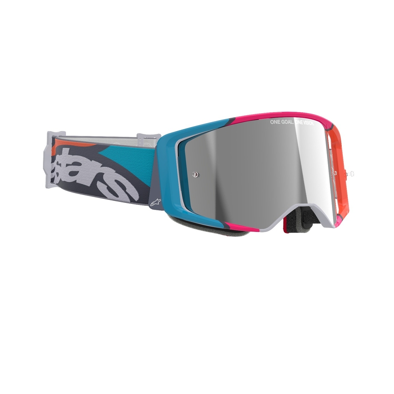 Motokrosové brýle Alpinestars Supertech Stream šedo-multicolor se zrcadlovým stříbrným zorníkem
