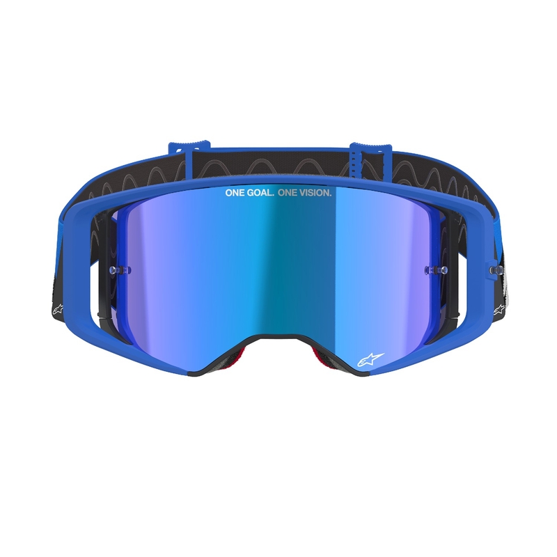 Motokrosové brýle Alpinestars Supertech Stream modré se zrcadlovým modrým zorníkem