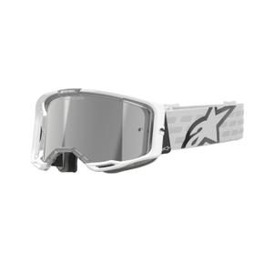 Motokrosové brýle Alpinestars Vision 8 Corp bílé se zrcadlovým stříbrným zorníkem