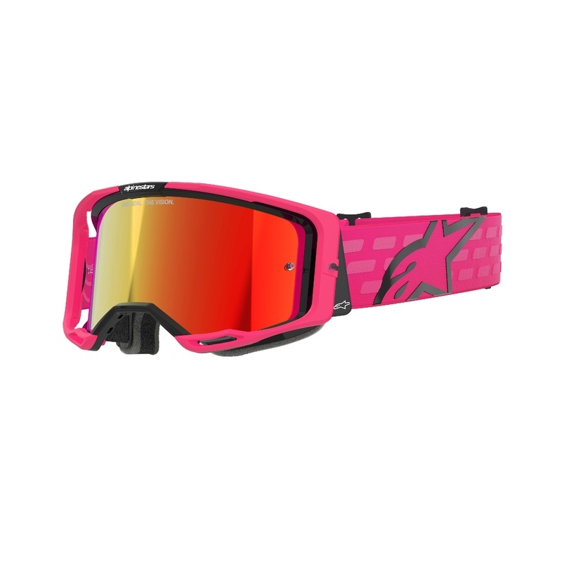 Motokrosové brýle Alpinestars Vision 8 Corp růžové se zrcadlovým červeným zorníkem