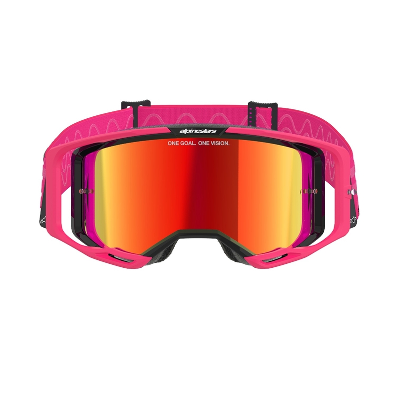 Motokrosové brýle Alpinestars Vision 8 Corp růžové se zrcadlovým červeným zorníkem