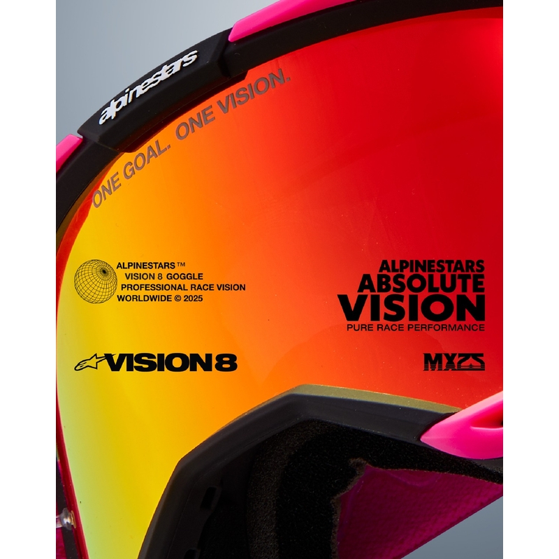 Motokrosové brýle Alpinestars Vision 8 Corp růžové se zrcadlovým červeným zorníkem