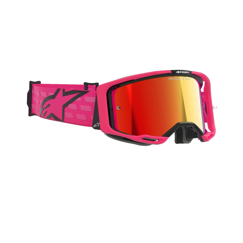Motokrosové brýle Alpinestars Vision 8 Corp růžové se zrcadlovým červeným zorníkem
