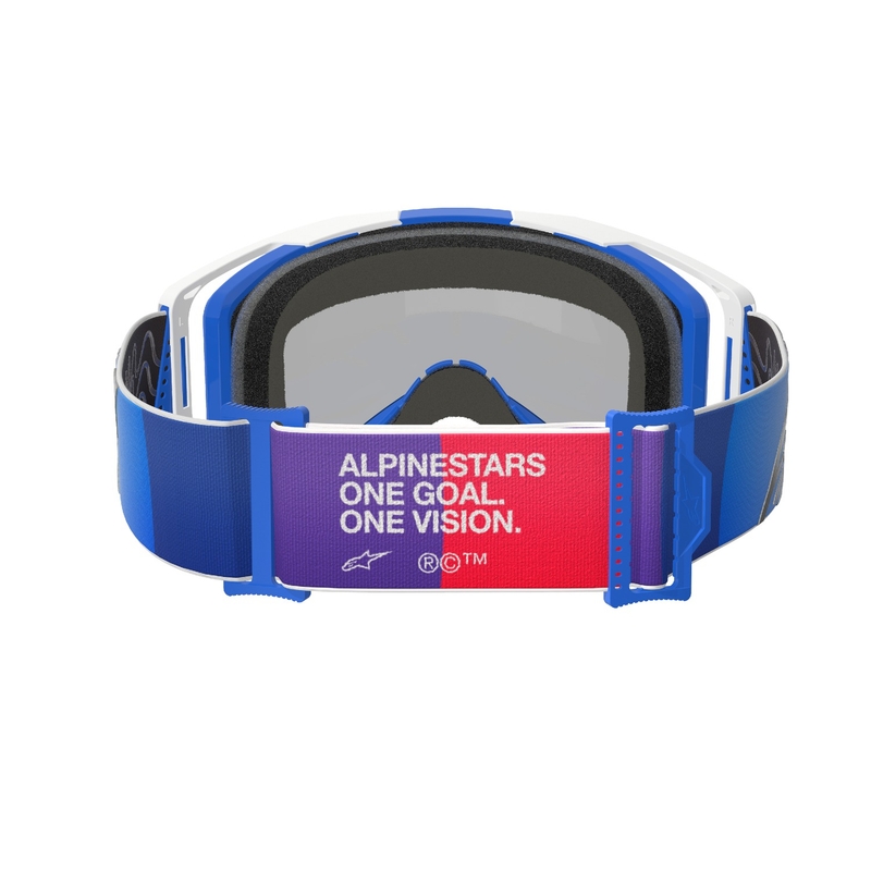 Motokrosové brýle Alpinestars Vision 8 Corp modro-bílé se zrcadlovým modrým zorníkem