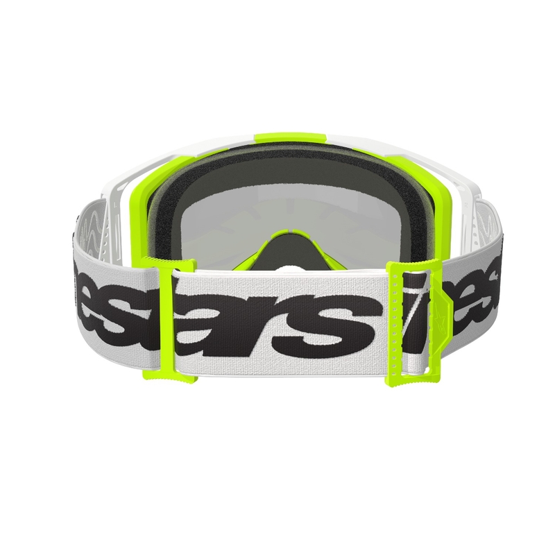 Motokrosové brýle Alpinestars Vision 8 Wordmark bílo-fluo žluté se zrcadlovým stříbrným zorníkem