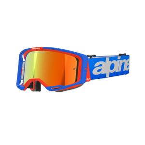 Motokrosové brýle Alpinestars Vision 8 Wordmark modro-oranžové se zrcadlovým červeným zorníkem