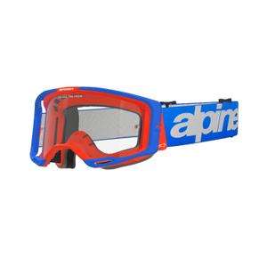 Motokrosové brýle Alpinestars Vision 8 Wordmark modro-oranžové s čirým zorníkem
