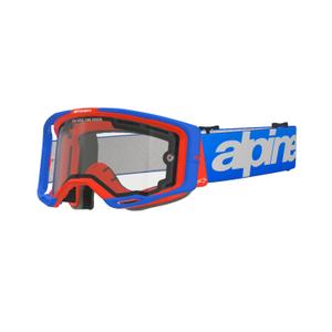 Motokrosové brýle Alpinestars Vision 8 Wordmark modro-oranžové s dvojitým antifog čirým zorníkem