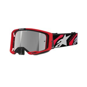 Motokrosové brýle Alpinestars Vision 8 Luar červeno-černé se zrcadlovým stříbrným zorníkem