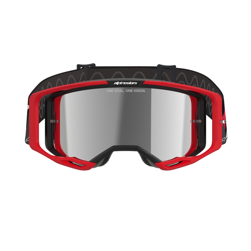 Motokrosové brýle Alpinestars Vision 8 Luar červeno-černé se zrcadlovým stříbrným zorníkem