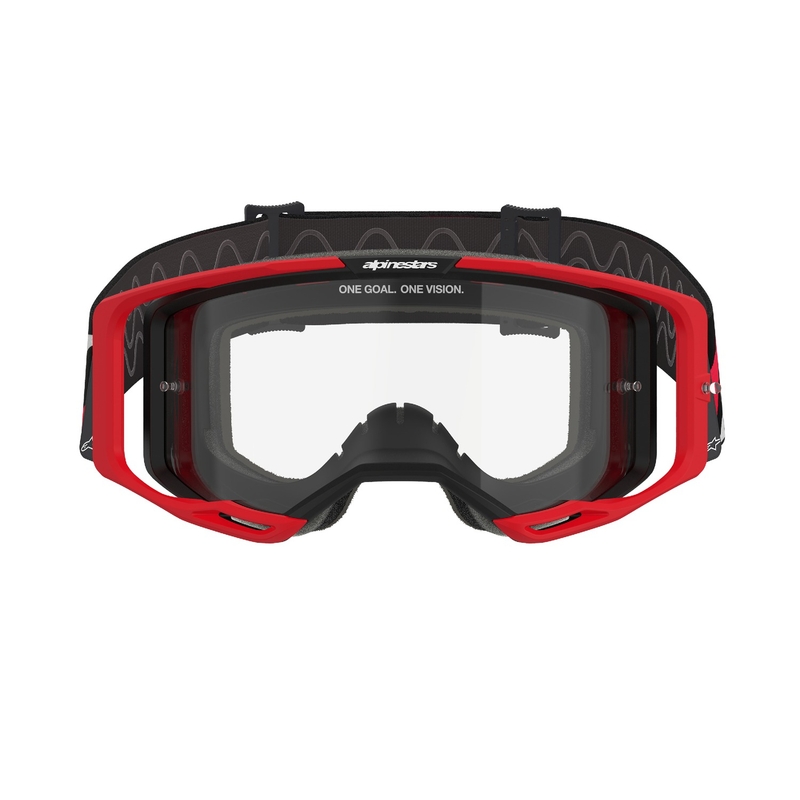 Motokrosové brýle Alpinestars Vision 8 Luar červeno-černé s čirým zorníkem