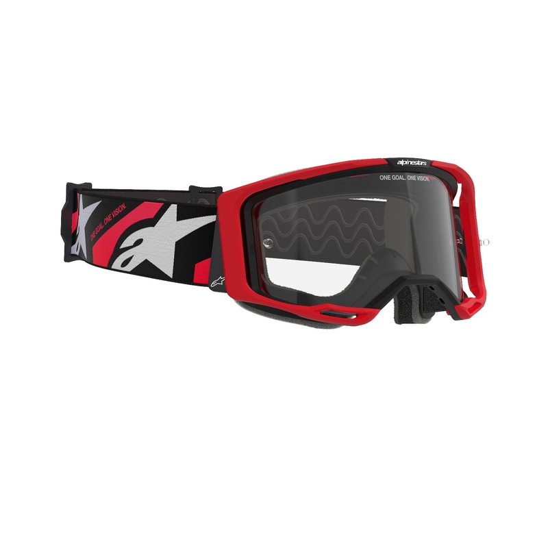 Motokrosové brýle Alpinestars Vision 8 Luar červeno-černé s čirým zorníkem