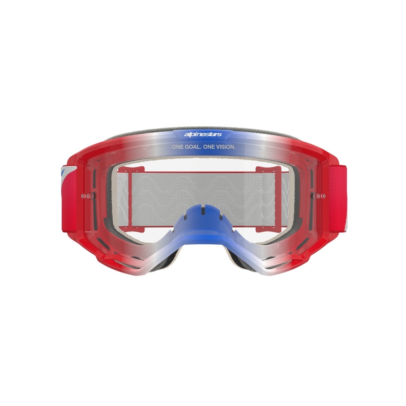 Motokrosové brýle Alpinestars Vision 5 Corp červeno-bílo-modré s čirým zorníkem