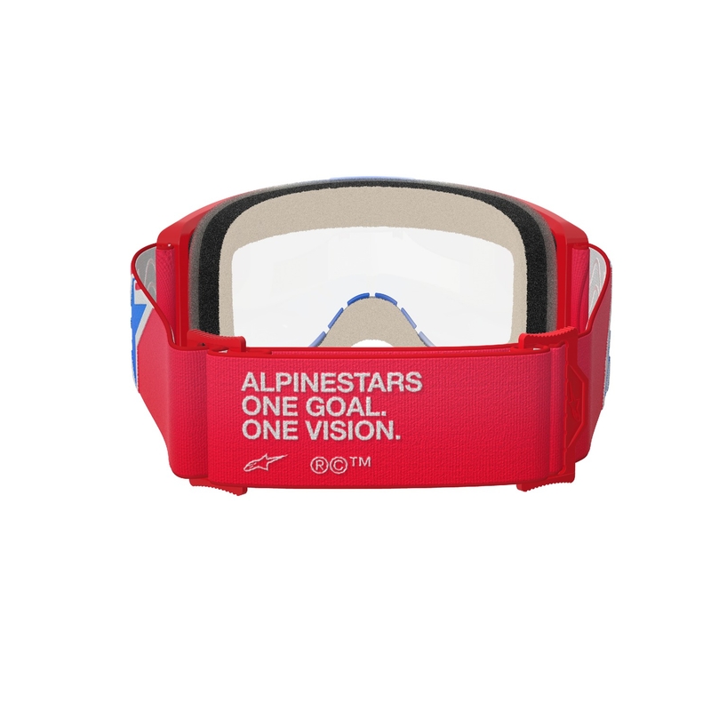 Motokrosové brýle Alpinestars Vision 5 Corp červeno-bílo-modré s čirým zorníkem