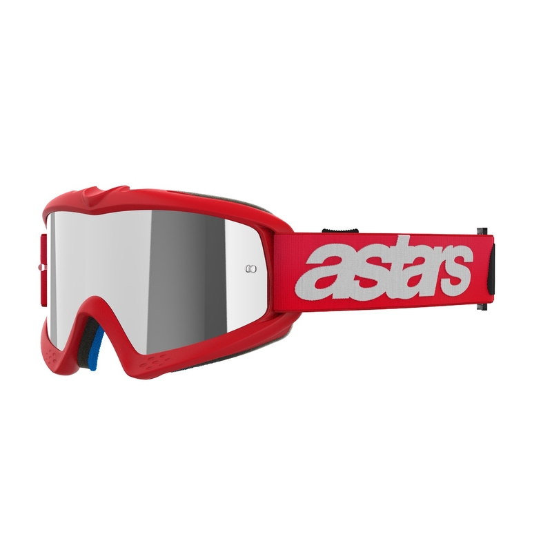 Dětské motokrosové brýle Alpinestars Vision Youth Blaze červené se zrcadlovým stříbrným zorníkem