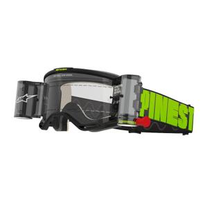 Motokrosové brýle Alpinestars Vision 5 Hollow ROLL-OFF Wide Vision šedo-fluo žluté s čirým plexi