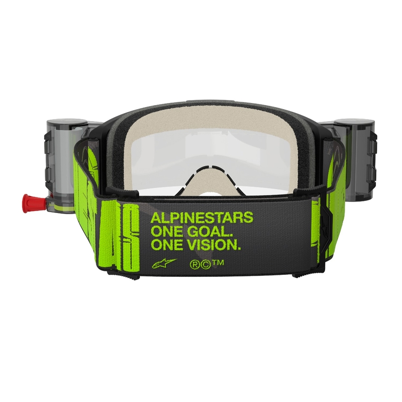 Motokrosové brýle Alpinestars Vision 5 Hollow ROLL-OFF Wide Vision šedo-fluo žluté s čirým plexi