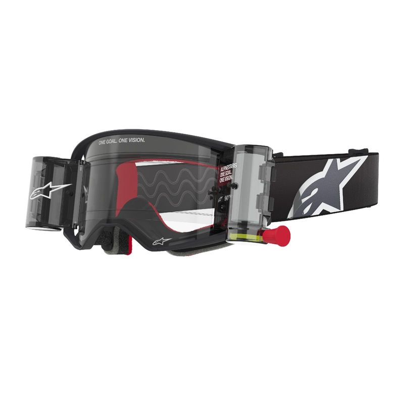 Motokrosové brýle Alpinestars Supertech Corp ROLL-OFF Wide Vision černo-šedé s čirým zorníkem