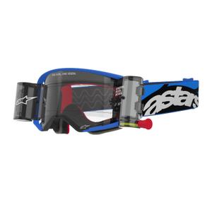 Motokrosové brýle Alpinestars Supertech Stream ROLL-OFF Wide Vision modré s čirým zorníkem