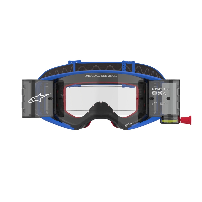 Motokrosové brýle Alpinestars Supertech Stream ROLL-OFF Wide Vision modré s čirým zorníkem