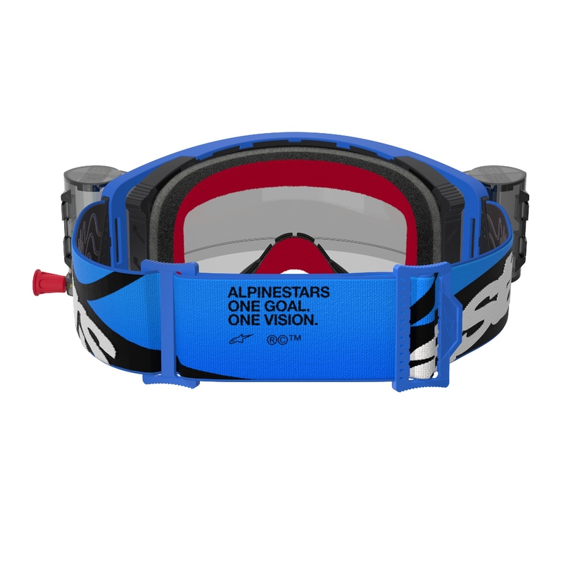 Motokrosové brýle Alpinestars Supertech Stream ROLL-OFF Wide Vision modré s čirým zorníkem