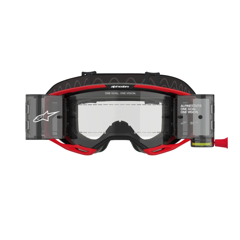 Motokrosové brýle Alpinestars Vision 8 Luar ROLL-OFF Wide Vision červeno-černé s čirým zorníkem