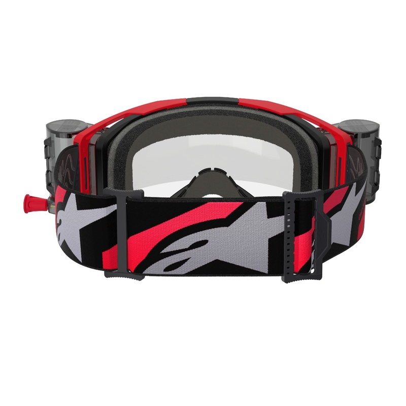 Motokrosové brýle Alpinestars Vision 8 Luar ROLL-OFF Wide Vision červeno-černé s čirým zorníkem