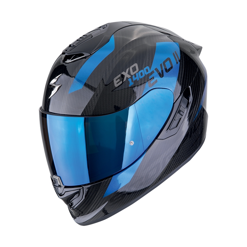 Integrální helma na motorku Scorpion EXO-1400 EVO II CARBON AIR PLATTED černo-modrá